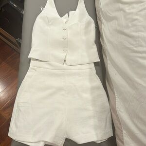 Kookai white shorts and vest set